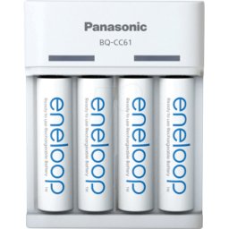 PANASONIC ENELOOP BQ-CC61C - Cargador de sobremesa, NiMH, USB-IN, incl. 4 pilas AA (Mignon),