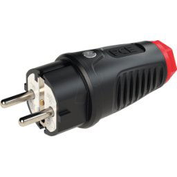 PC ELECTRIC TAUR2 0521-SR - Tapón de goma Taurus2, tipo EF - CEE 7/7, negro/rojo