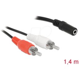 DELOCK 85808 - Cable RCA 2 conectores >1 conector jack 3 patillas 3,5 mm 1,4m