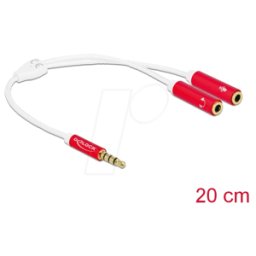 DELOCK 66519 - 1 conector jack de 3,5 mm 4 patillas en 2 conectores hembra de 4