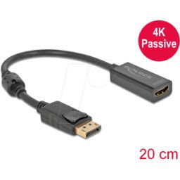 DELOCK 63559 - Adaptador DisplayPort, DP 1.2 macho a HDMI hembra