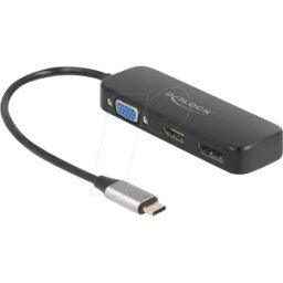 DELOCK 64156 - Adaptador multipuerto USB tipo C a VGA, HDMI, DisplayPort