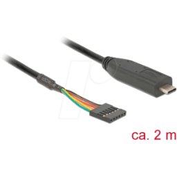DELOCK 63947 - Cable adaptador USB-C macho > serial TTL 6 pin pinheader 2m (5 V