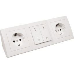 MC-POWER MCP 534-669 - Enchufe de mesa, doble, tipo F - CEE 7/3, con interruptor, blanc