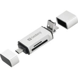SANDBERG 136-28 - Lector de tarjetas, externo, USB-A, micro-USB, USB-C