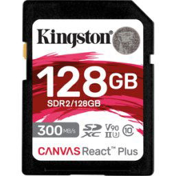 KINGSTON SDR2/128GB - Tarjeta de memoria SDXC de 128 GB, Canvas React Plus UHS-II