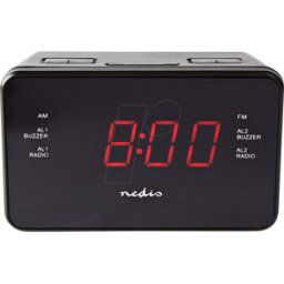 NEDIS N CLAR002BK - Radio reloj despertador digital, 1x 3,5 mm, snooze, temporizador