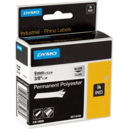 DYMO IND 18508 - DYMO IND poliéster, 9 mm, negro/transparente