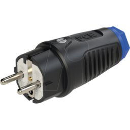 PC ELECTRIC TAUR2 0521-SB - Tapón de goma Taurus2, tipo EF - CEE 7/7, negro/azul
