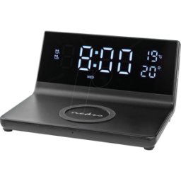 NEDIS N WCACQ20BK - Reloj despertador con dispositivo de carga sin cables, conector