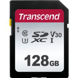 TRANSCEND TS128GSDC300S - TARJETA DE MEMORIA SDXC, 128GB, CLASE 10 UHS-I U1, V30, 300S.