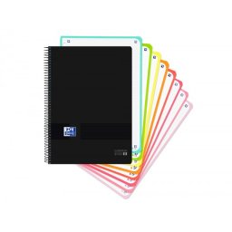 Cuaderno espiral oxford ebook 8 tapa plastico din a4+ 160 h cuadricula 5 mm black'n colors turquesa