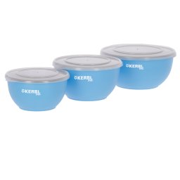 Juego de cuencos de acero inoxidable con tapa Kerbl Pet, azul - 550 ml / 900 ml / 1200 ml