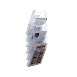 Expositor mural archivo 2000 de pared 6 bandejas din a4 transparente 190x235x685 mm separadores moviles ajustables