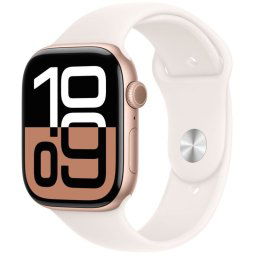 Apple Watch Series 10 GPS 46mm Caja Aluminio Oro Rosa con Correa Deportiva Rosa Rubor S/M