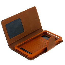 Avizar Funda Libro Negra/Marrón para Smartphone Max. 139x133x71mm