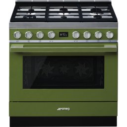 Smeg Portofino CPF9GPOG Cocina de Gas 6 Zonas + Horno Pirolítico Verde