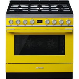 Smeg Portofino CPF9GPYW Cocina de Gas 6 Zonas + Horno Pirolítico Amarilla