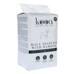 Pañales para perros macho kooa con bambú - Tamaño M: 40 - 53 cm, 12 unidades
