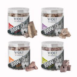 Pack Ahorro 4 x Wolf of Wilderness RAW snacks liofilizados premium - Pack mixto: 4 variedades (300 g)
