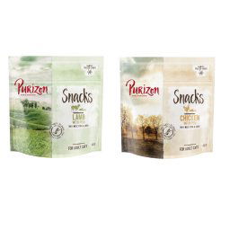 Purizon snacks 2 x 40 g - Pack de prueba mixto - Pollo y pescado / Cordero y pescado