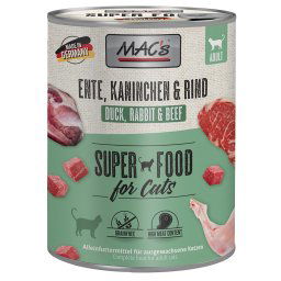 MAC's 12 x 800 g en latas para gatos - Pato, conejo y vacuno