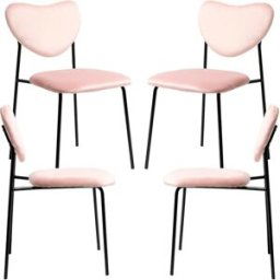 RegalosMiguel Pack 4 Sillas Cora Black Terciopelo - Rosa
