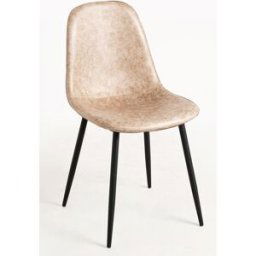 RegalosMiguel Silla Black Teok Polipiel Vintage - Beige Vintage Teok
