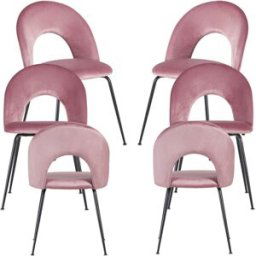 RegalosMiguel Pack 6 Sillas Dawa Black Terciopelo - Rosa