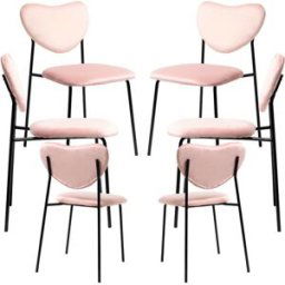 RegalosMiguel Pack 6 Sillas Cora Black Terciopelo - Rosa