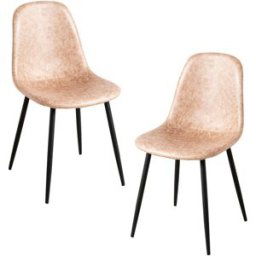 RegalosMiguel Pack 2 Sillas Black Teok Polipiel - Beige Vintage Teok