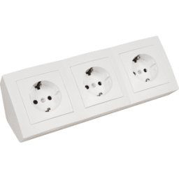 MC-POWER MCP 534-269 - Toma de mesa, de 3 vías, tipo F - CEE 7/3, blanco