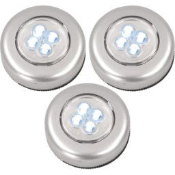 EAXUS UNI LED LIGHT - Luminaria LED adosada, plateada, 3x AAA (Micro)