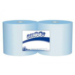 Papel secamanos industrial amoos 2 capas 222 mm x 300 mt color azul paquete de 2 rollos