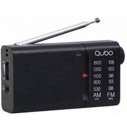 Qubo RS-2 Radio Portátil AM/FM Negra Auriculares Incluidos Pilas