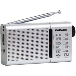 Daewoo DW1037 Radio Portátil AM/FM Plateada con Auriculares y Antena Telescópica
