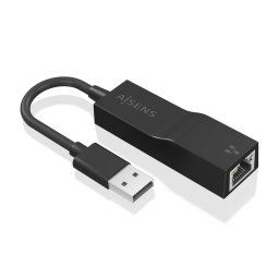AISENS Conversor USB 3.0 a Ethernet Gigabit 10/100/1000 Mbps 15cm Negro PC