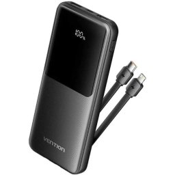 Power Bank Vention FHOB0 10000mAh 22.5W Negra Cable USB-C y Lightning
