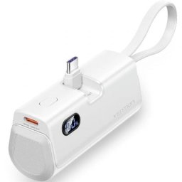 Powerbank Vention FHQW0 4800mAh Blanco 22.5W USB-C y Lightning Cables Integrados