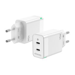 Aisens ASCH-45W2P005-W Cargador GaN de Pared 2xUSB Tipo-C 45W Blanco