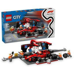 Lego City Parada en Boxes de F1 y Equipo de Mecánicos con Coche Ferrari para Niños de 6+ Años