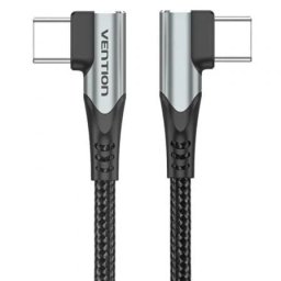 Cable USB-C VENTION TANHD Codo 90° 100W 5A 480Mbps 50cm Gris