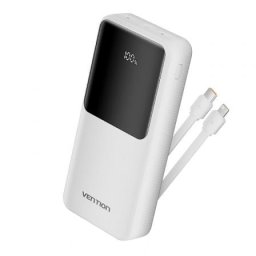 Power Bank Vention FHPW0 20000mAh 22.5W Blanca USB-C USB-A Lightning Incluye Cable