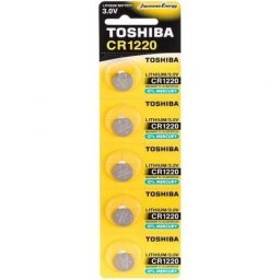 Pila de Botón TOSHIBA CR1220 3V Pack 5 Litio Dispositivos Electrónicos Compactos