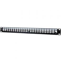 Patch Panel PHASAK PA 3424 24 Puertos Cat.6 1U Gestión de Cable Negro Rack 19″