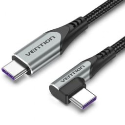 Cable USB 2.0 Vention TAKHF Tipo-C a Tipo-C 90º 100W 480Mbps 1m Gris