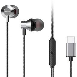 Auriculares Aiwa con cable USB-C micrófono y graves potentes intrauditivos plateados
