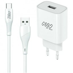 Cargador de pared MYWAY MYWEPAK0002 1xUSB 15W + Cable USB Tipo-C 1.2m Blanco