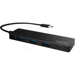 LOGILINK UA0311 - Hub USB 3.0 de 4 puertos, aluminio, 3xA, 1xC, cable USB-C