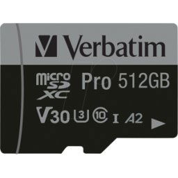 VERBATIM 47046 - Tarjeta de memoria microSDXC de 512GB, VERBATIM, Clase 10, U3
